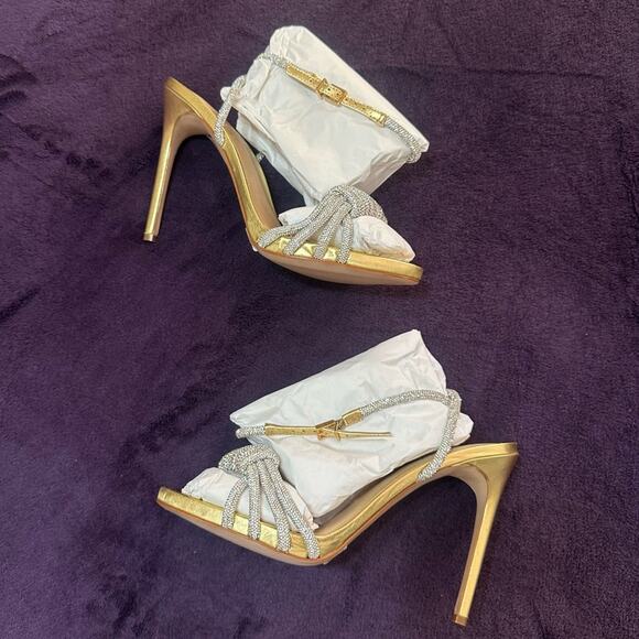 SCHUTZ Gold and Silver Strappy Heels - Picture 5 of 8
